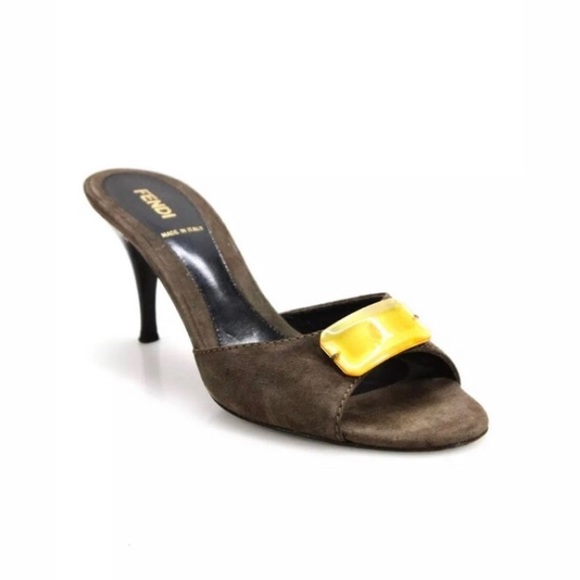🔥🔥”FENDI”🔥🔥SUEDE🔥🔥OPEN TOE KITTEN HEEL🔥🔥 - Picture 9 of 9